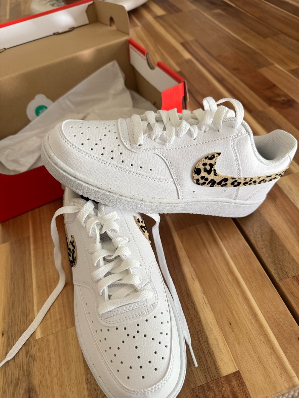 Nike Court Vision Low SE White Leopard Swoosh Women’s 6.5 NEW IN BOX